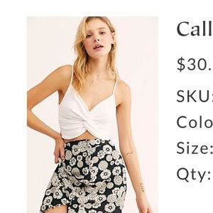 Free People white twist tank top